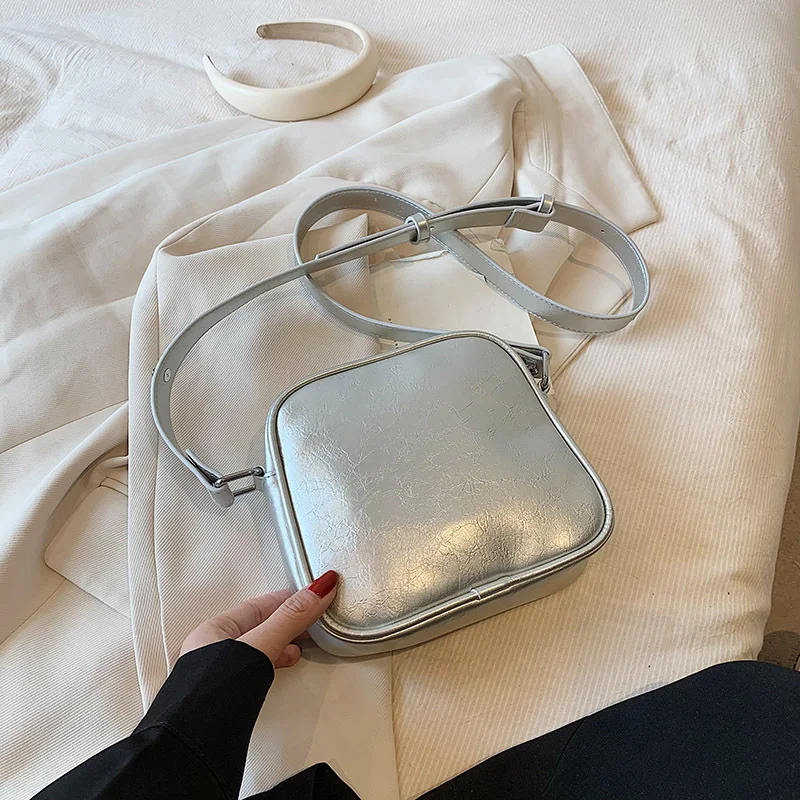 Shoulder Bag Summer Mini Square Solid Color Zipper Trendy All-match Women's Aesthetic PU Leather Texture Crossbody Bag Handbag