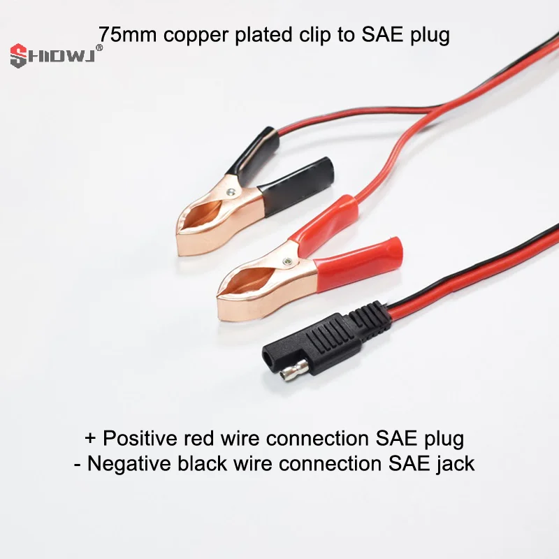 14AWG 36CM 2Pin SAE Quick Disconnect Plug To Battery Alligator Clips Cable Clamps Connectors Cord M20