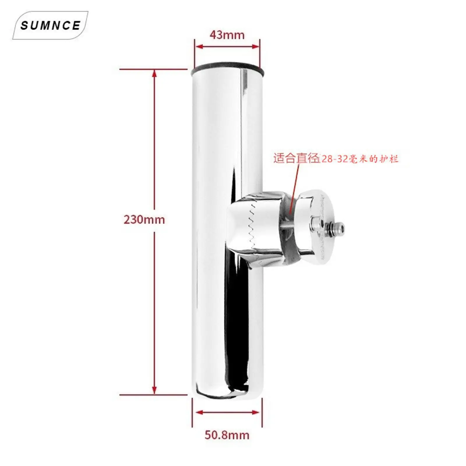 Stainless Steel Fishing Rod Holder Rail Mounted Clamp Swivel Side Mount Fishing