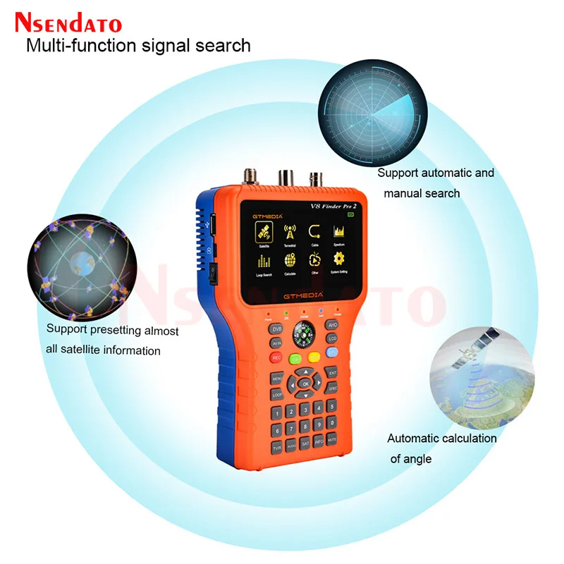 GTMEDIA V8 Sat Finder Pro 2 HD DVB-T2 Satellite Signal Satfinder DVB-S2X/S2/S/T2/T/C Auto Calculate Angle of AZ,EL For ACM IKS