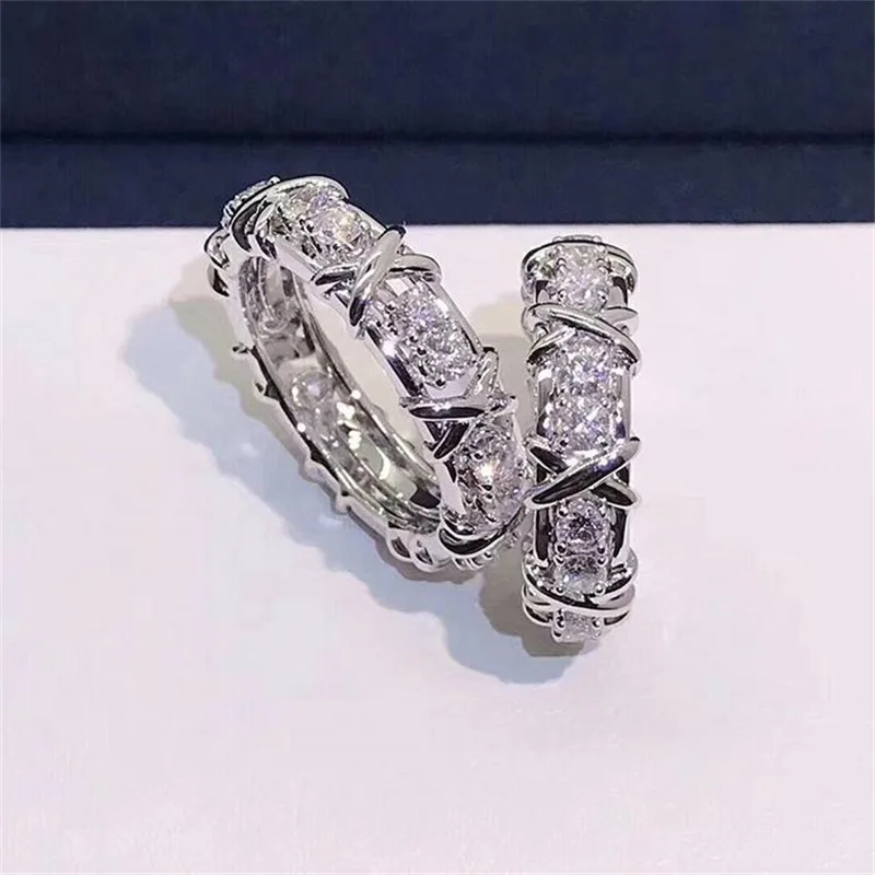 Original 925 Sterling Silver Rings White&Purple&pink AAA Zircon CZ Jewelry Gold Color Wedding Ring For Women silver ring wedding rings silver rings