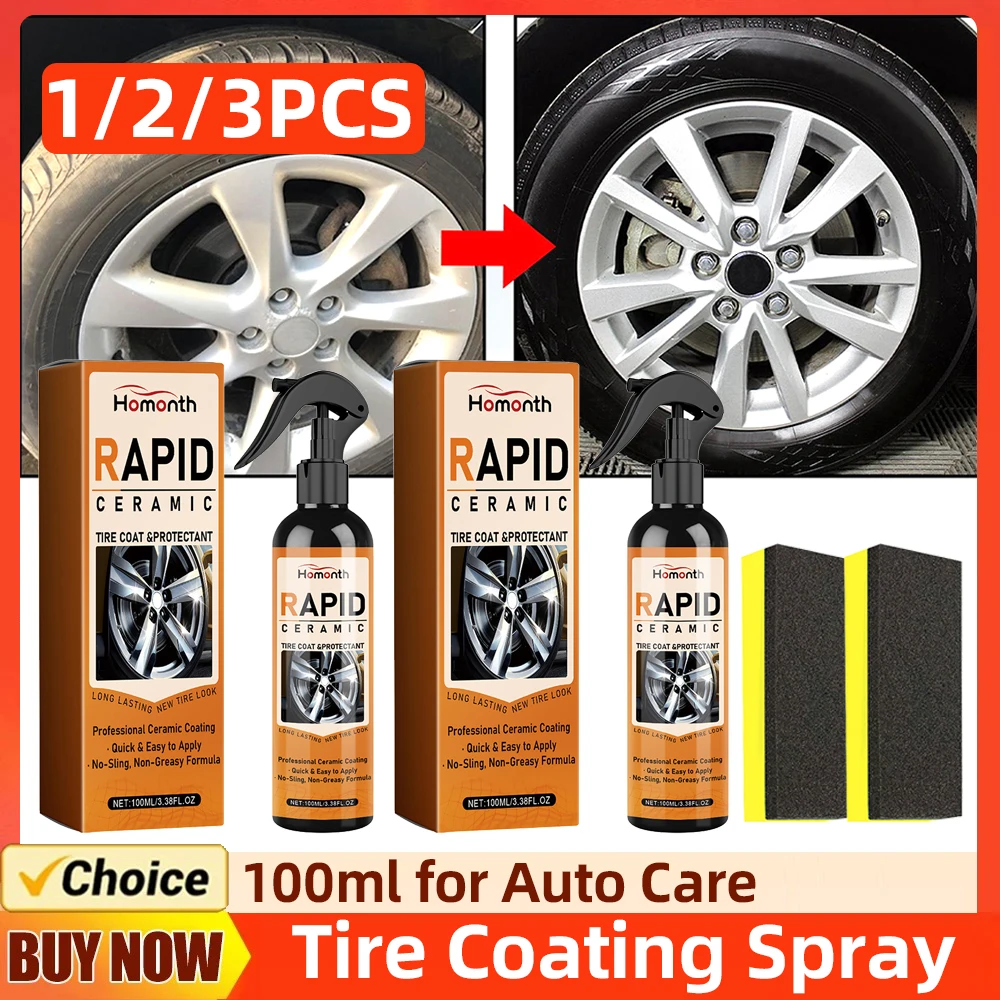 Tire Refurbishing Agent Dustproof Tyre Gloss Spray Car Wheel Rust Dust Remover Auto Cleaning Tool 1/2/3PCS 100ml