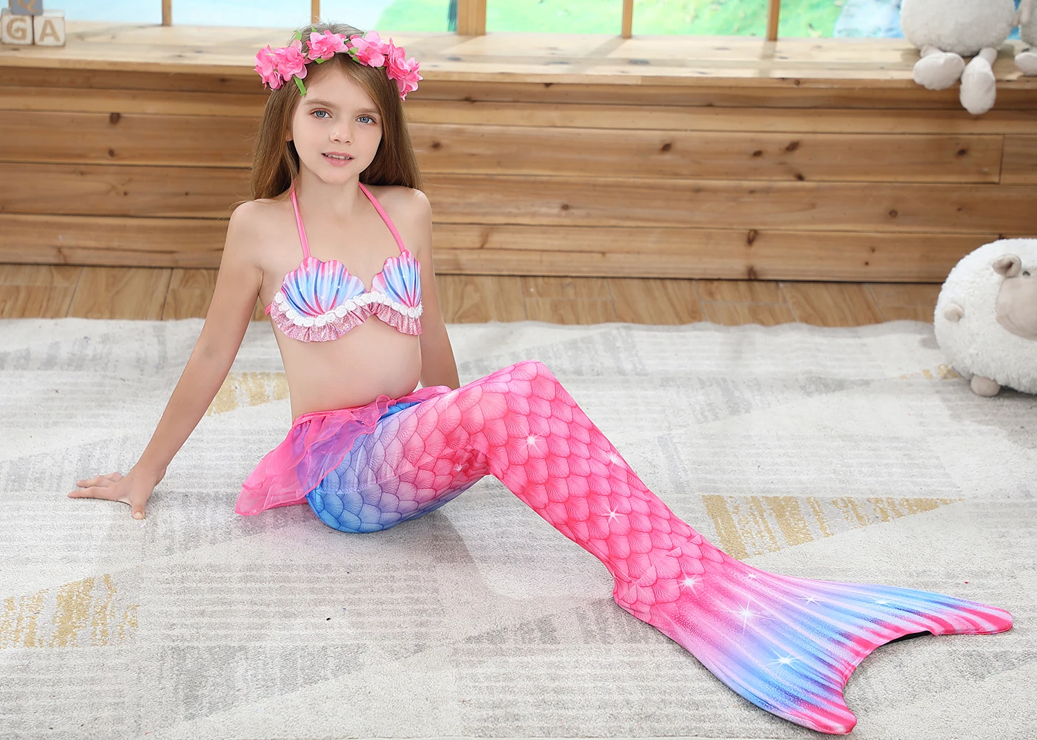 sexy halloween costumes for women Girls Swimsuits Mermaid Tail Cosplay Mermaid Costume Swimming With or No Monofin Kids Swimmable Children Swimwear Dress vampire costume women