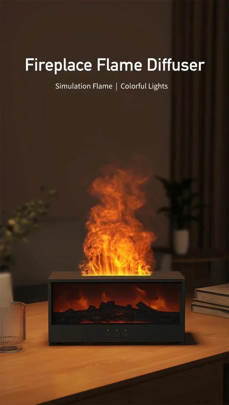3D Flame Aromatherapy Diffuser - Essential Oil Humidifier with Color Lighting  Remote Control