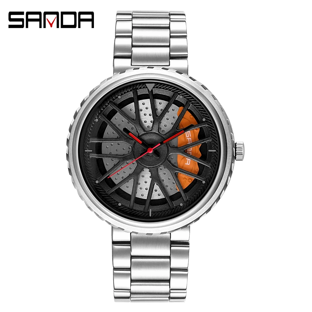 Men Top Quartz WristWatch Stainless Car Wheel Rim Hub Watches Men Waterproof Sport Watch For Custom Design Relogio Masculino 