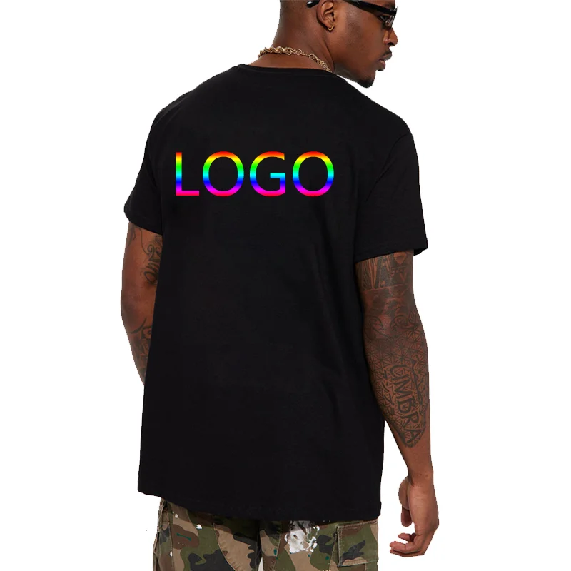 DIY Logo 180gsm 100% Cotton T Shirt Custom Your Design Tops Tee Men Print Your Own Design Brand Team Customization DropShipping