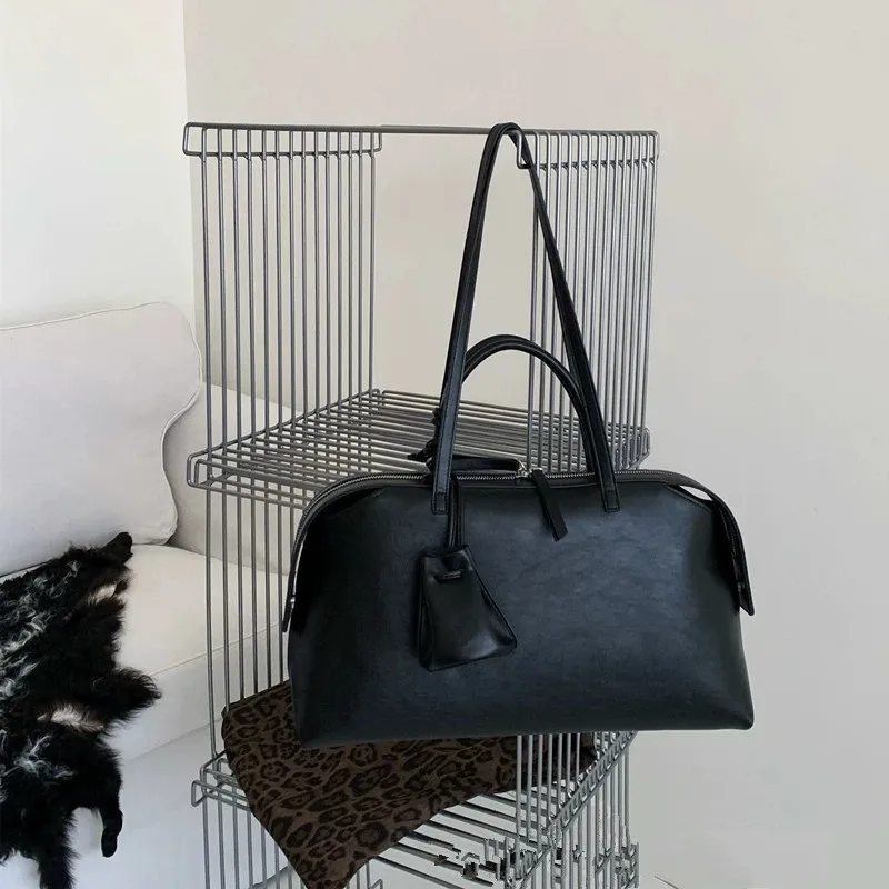 Large Capacity Top Layer Leather Tote Bag Vintage Simple 2025 New Leather Underarm Commuter Tot Bag Women's Bag