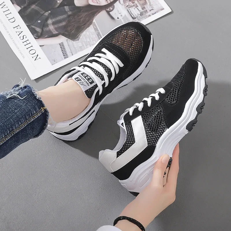 Women Tennis Shoes Breathable Mesh Sports-Shoes Lace Up Ladies Fitness Footwear Summer Outdoor Woman Sneakers Comfortable Gym