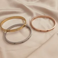 Classic Four Leaf Clover O Shape Stainless Steel Gold Plated Bracelet, High Quality Waterproof Jewelry, Wedding Party Jewelry 1