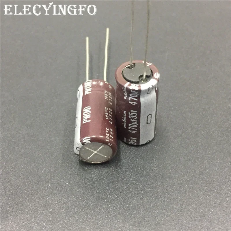 

50pcs 470uF 35V NICHICON PW Series 10x20mm Low Impedance Long Life 35V470uF Aluminum Electrolytic capacitor
