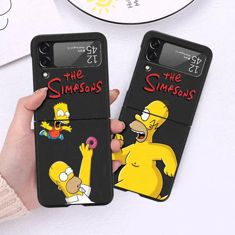 Black Shockproof Cartoon Case - The Simpson Design for Samsung Galaxy Z Flip