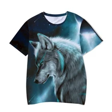 

3D Nature Animal Cat Wolf Print Man Short Sleeve Tops 2021 Summer Street Harajuku Male T-shirt Casual Fashion Loose Men's Tee