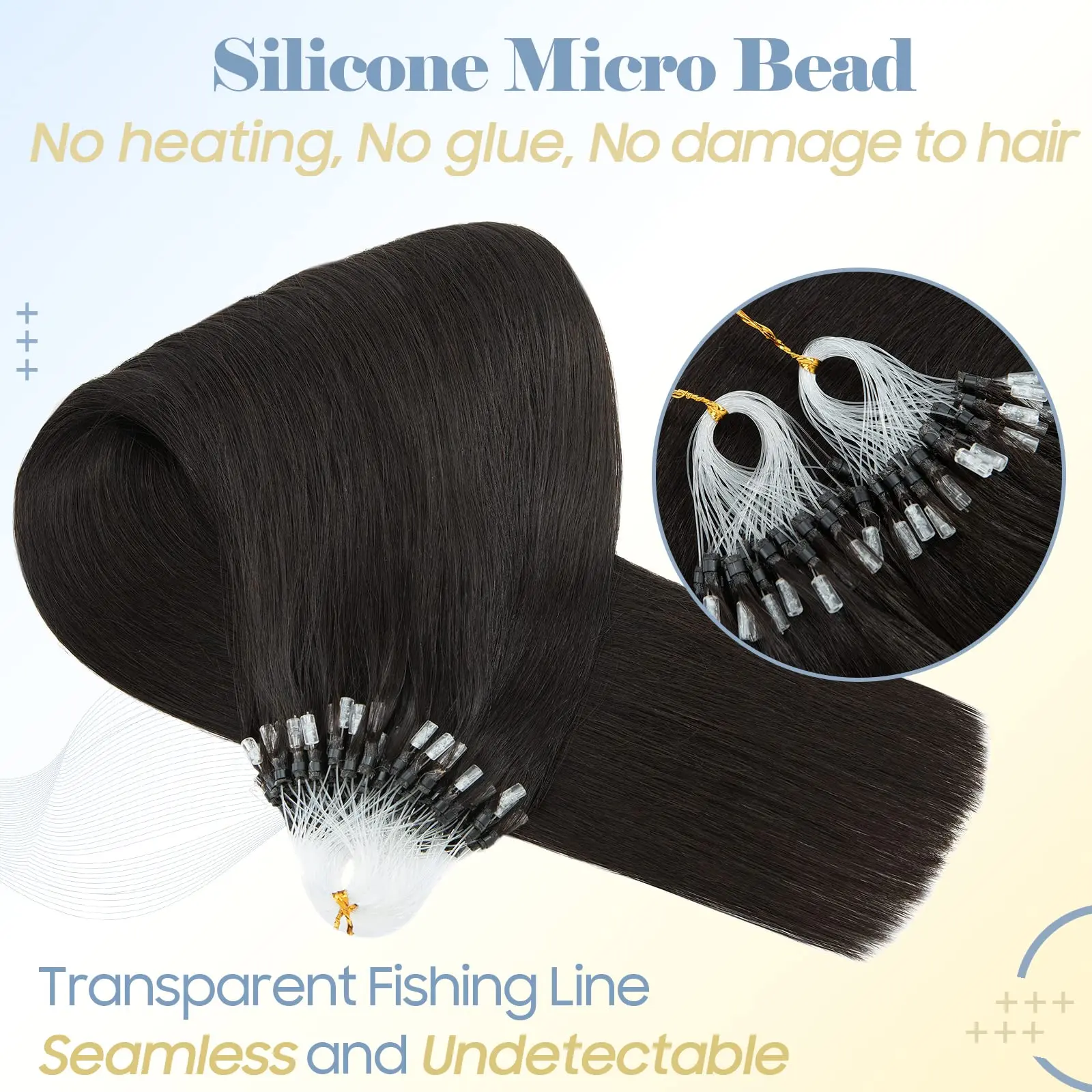 Micro Loop Hair Extensions Straight Human Hair Seamless Micro Bead Remy Extension Natural Invisible 50g/pack For Women