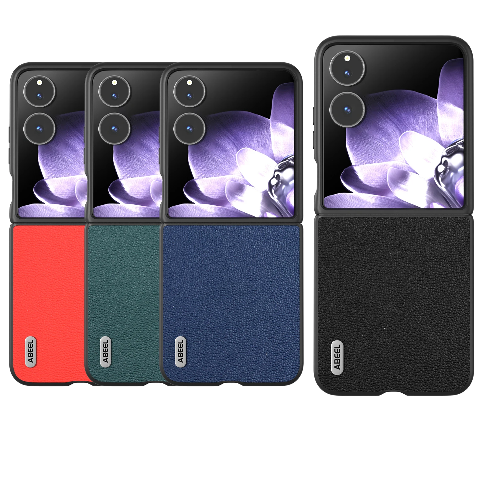 ABEEL Luxury Litchi Pattern Genuine Leather Ultra-Thin Shockproof Folding Case