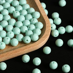 8mm Opaque Wine Red Round Glass Beads - 8mm 160pcs (Mint Green)
