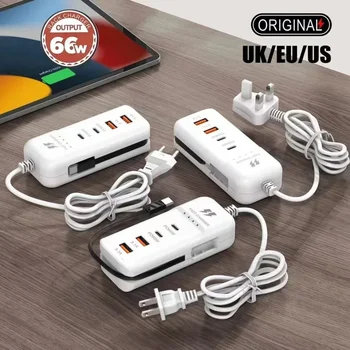 Multiple Ports Power Strip 2USB & 2PD Type C Smart Patch Panel Charging Outlet Adapter EU/US/UK Plug Adaptors Electrical Socket 1