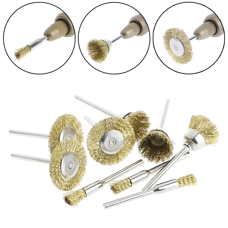 9 Brass Brush Wire Wheel Brushes Die Grinder Rotary Electric Tool for Engraver