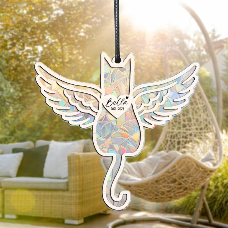Colorful Sun Catcher Animal Dog Decorative Hanging Ornament Wooden Pendants
