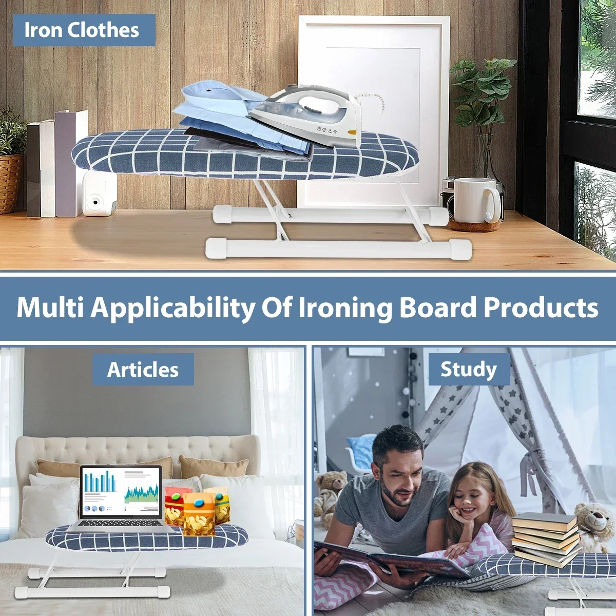 Tabletop Ironing Board Non-Slip Folding Portable for Household Shirt Sleeves Cuffs Neckline