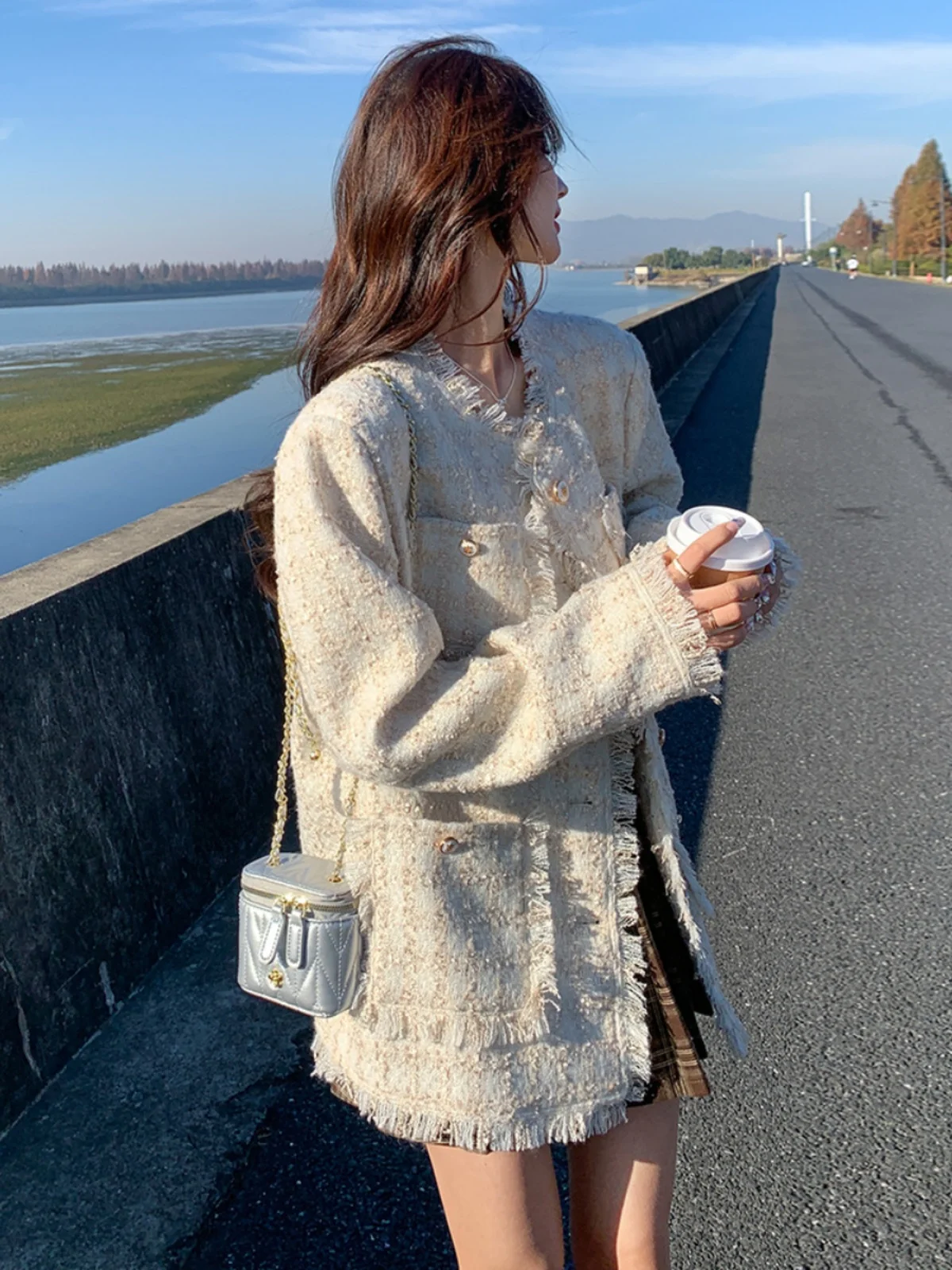 Spring Maternity Woolen Jackets Tassel Hem Long Sleeve O-neck Fashion Pregnant Woman Blazers Sweet Pregnancy Cardigans Coat