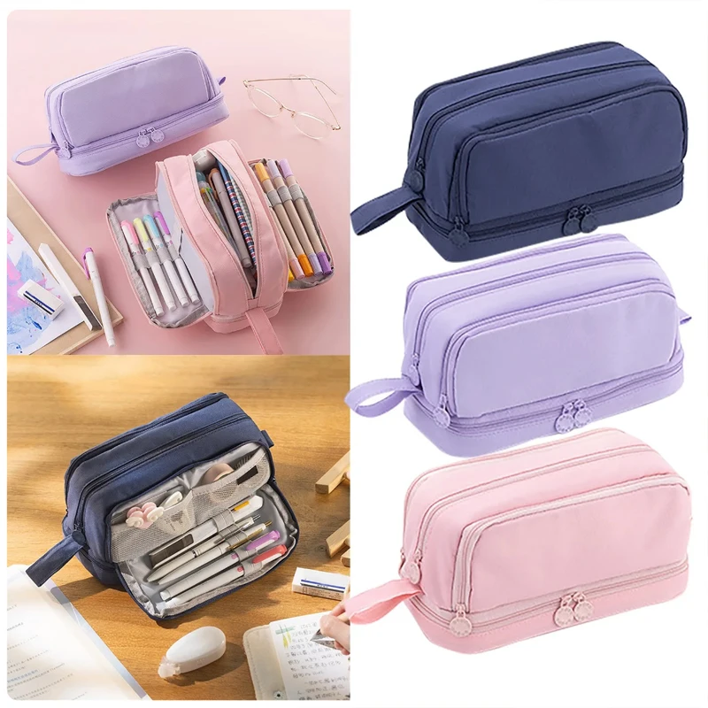 Generic ANGOO Pen Bag Pencil Case Two Layer Foldable Stand Phone