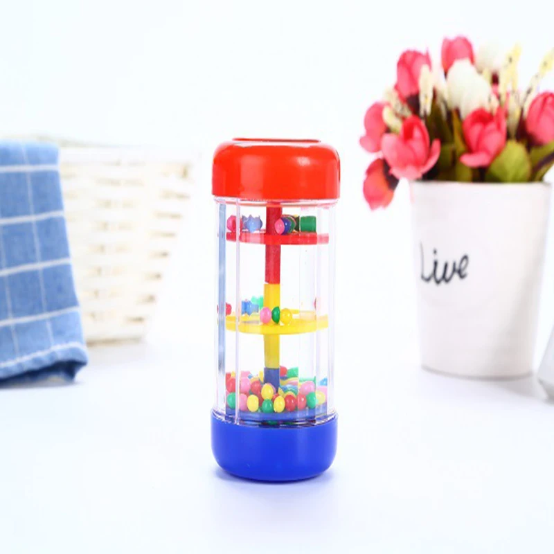 Montessori Wooden Toys Rain Rattle Stick Rainbow Hourglass Educational Sound Rainmaker Simulated Raining Sound Kids Sensory Toys 3