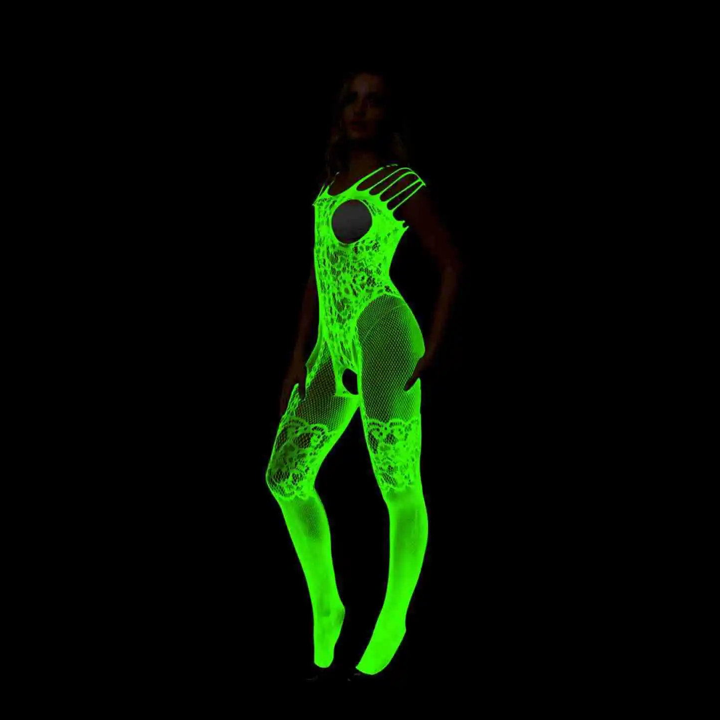 One Pieces Luminous Bodysuit Erotic Glowing Hollow Out Bodystockings Sexy Lingerie Mesh Body Mujer Transparente Sex Costumes women underwear sexy lingerie latex bodysuit