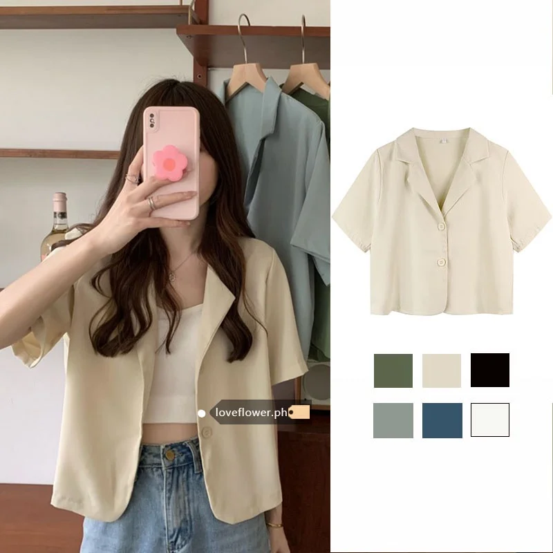 

【Spot goods】Short blazer new korean version Design sense lapel small suit