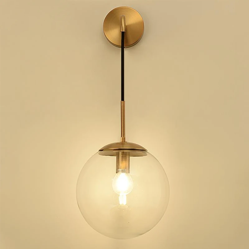 

LED Wall Lamp Nordic Style Glass Ball Wall Lamp Retro Simple Bedside Living Room Corridor Staircase Lighting Decorative Lamp