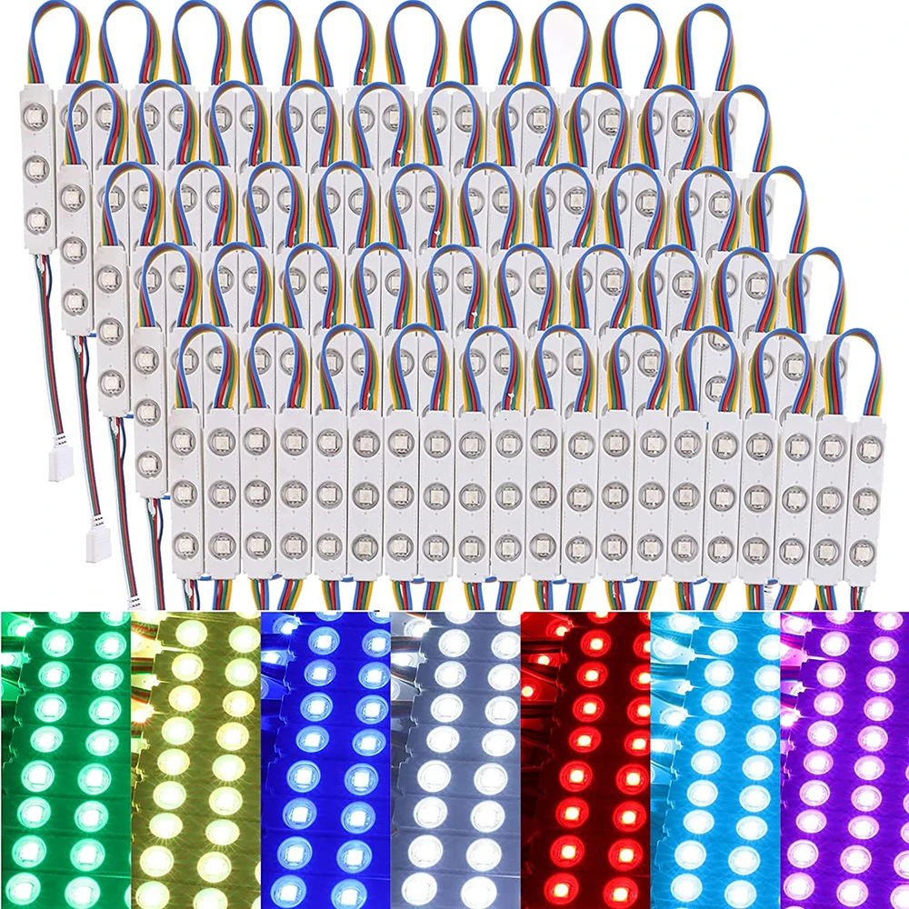 

20pcs/lot Super Bright LED Module Light DC12V 5050 RGB 3 Lamp Waterproof Outdoor Signboard Lights Source For Shop Yard Car Deco