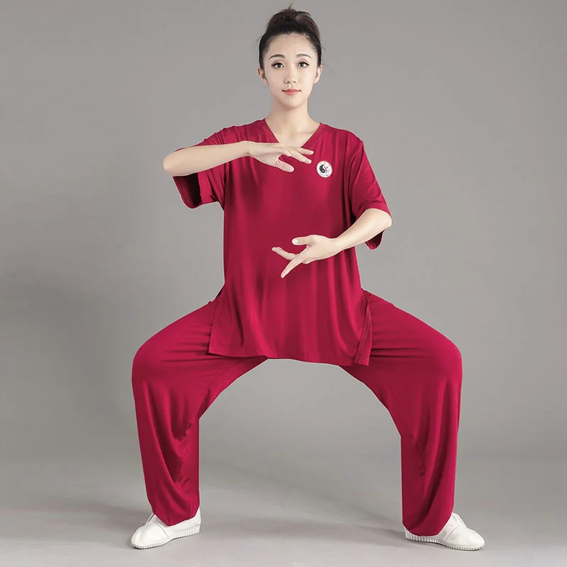 Tai chi clothing Chinese women suit Chinese Style Tai Chi Suit Men Women Spring Summer Performance Suit Middle-aged Old Practice Martial Arts Dress Kung Fu Uniform