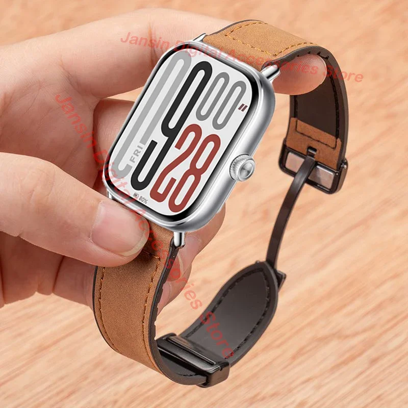 Magnetic Dual-Material Strap: Premium Silicone & Leather Wristband Bracelet