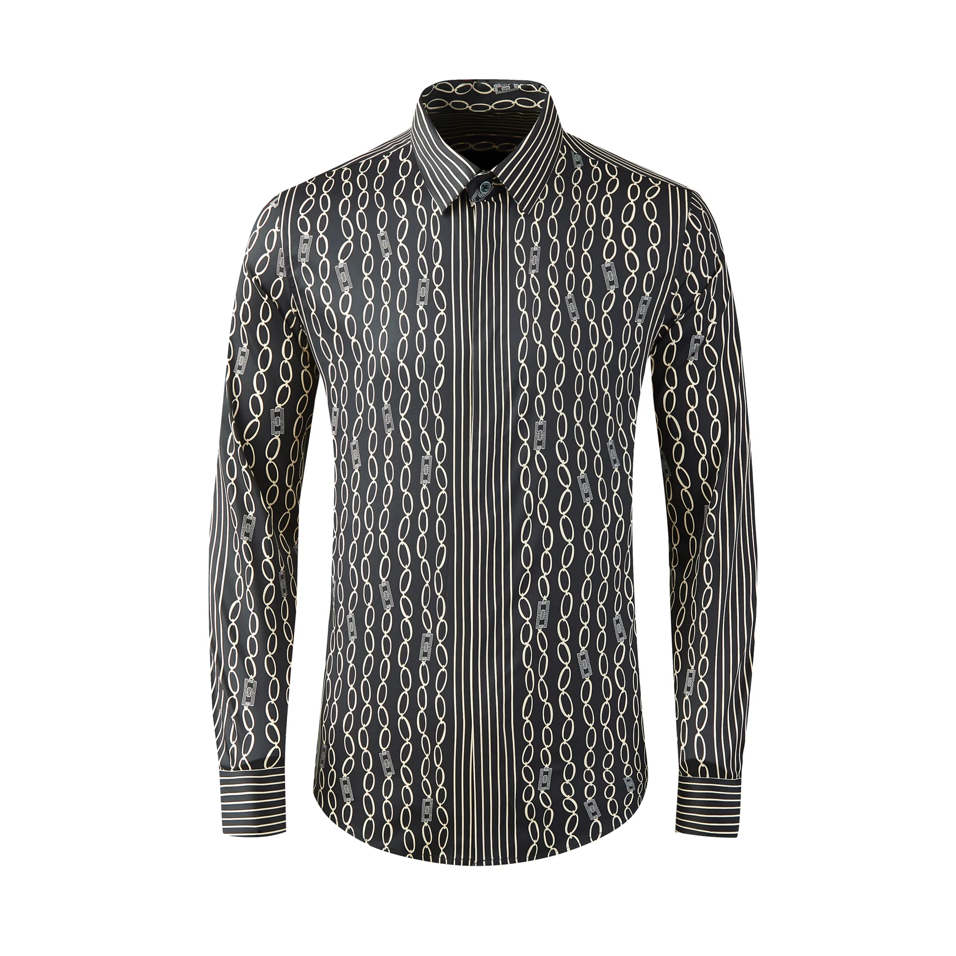 

High Quality Luxury Jewelry Men'S Dress Shirt Long Sleeve Stretch Regular Fit Casual Button Down Shirtsgood