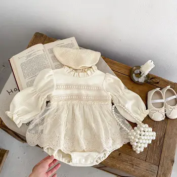 Autumn new 0-3 year old baby clothing, baby girl baby lace small skirt long sleeved jumpsuit jumpsuit jumpsuit 1