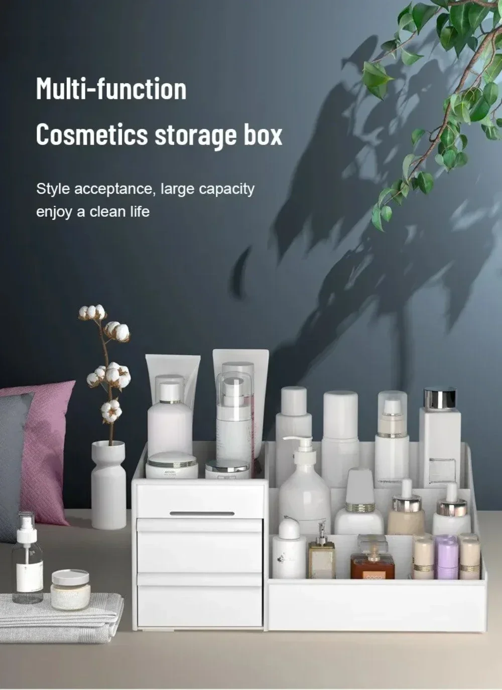 Description Picture 4 of itemDrawer Makeup Storage Box Dormitory Finishing Plastic Shelf Cosmetics Skin Care Dressing Table Desktop Lipstick Organizer