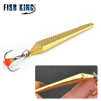 FISH KING 얼음 낚시 미끼 스푼 스피너, 금 은 금속, 겨울 낚시 미끼, 트레블 후크, 파이크용 하드 미끼, 55mm, 6g, 1 개