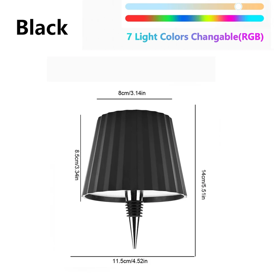 Draadloze Fles Lamp, Draadloze Fles Lampenkap, LED RGB Wijnfles Lamp Oplaadbare Touch Draadloze Tafellamp Decoratieve Fles Verlichting Voor Bars Pa