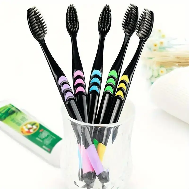 10pcs Double Ultra Soft Toothbrush Bamboo Charcoal NanoToothbrushes Adult