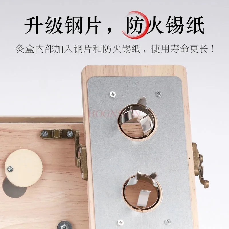 Oak Wood Moxibustion Box Chinese Moxa Sticks Rolls Holder Heating Acupuncture Point Meridian Warm Therapy Burner