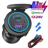 83W 12V Laptops USB C Outlet 65W PD3.0 Port & 18W QC3.0 Car USB Charger Socket w/ Power Switch for Car Marine Boat Motorcycle RV