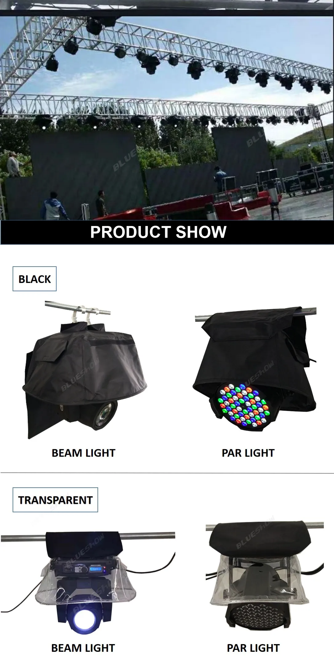Description Picture 6 of item10pcs 960 LED Strobe Light Cover Light Beam Rain Cover Waterproof Raincoat Snow Coat LED PAR Light Battery Par Outdoor
