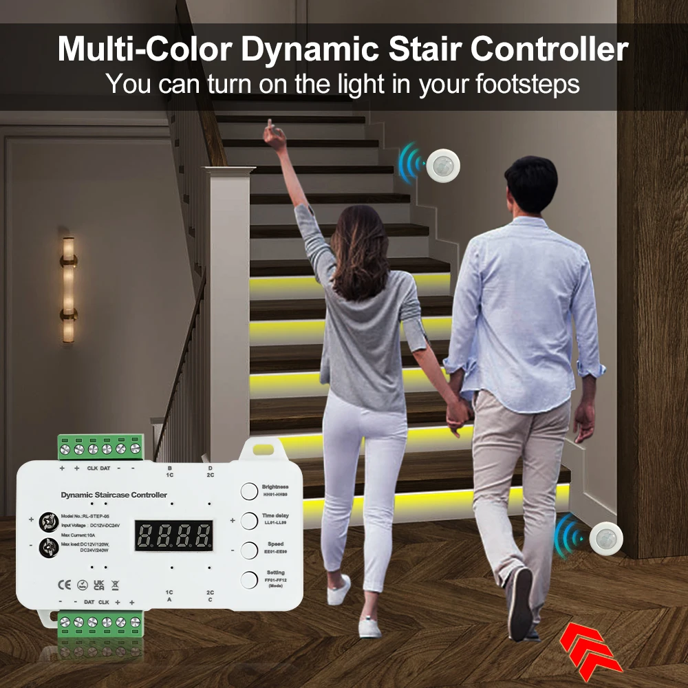 LED Stair Light Strip Motion Sensor Stair LED Strip Lights with Sensor Staircase Lighting 16 20 Step Stair Lighting for Stair