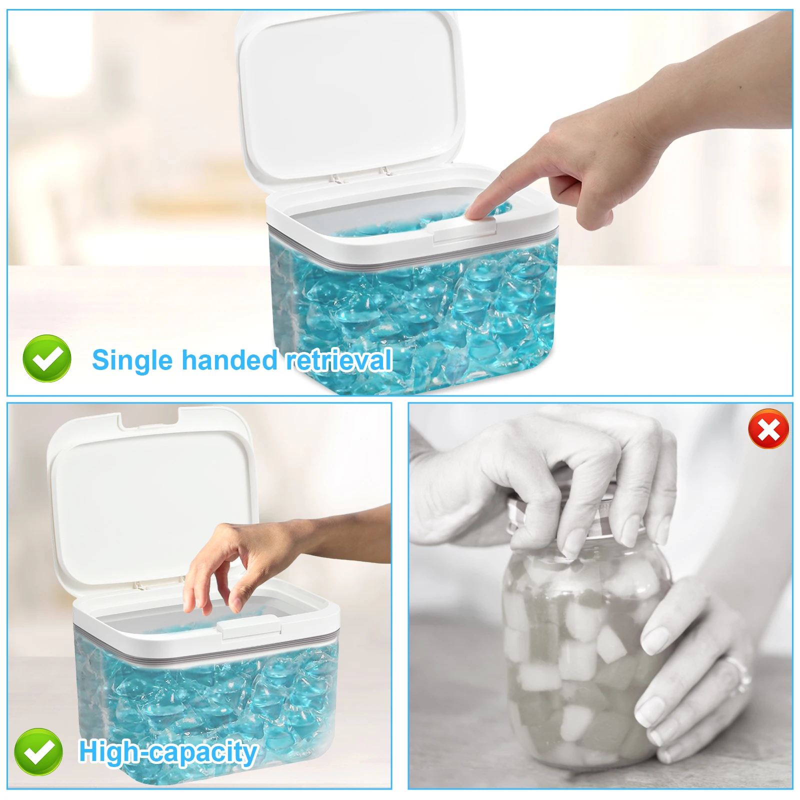 Large Capacity ABS Laundry Pods Storage Container