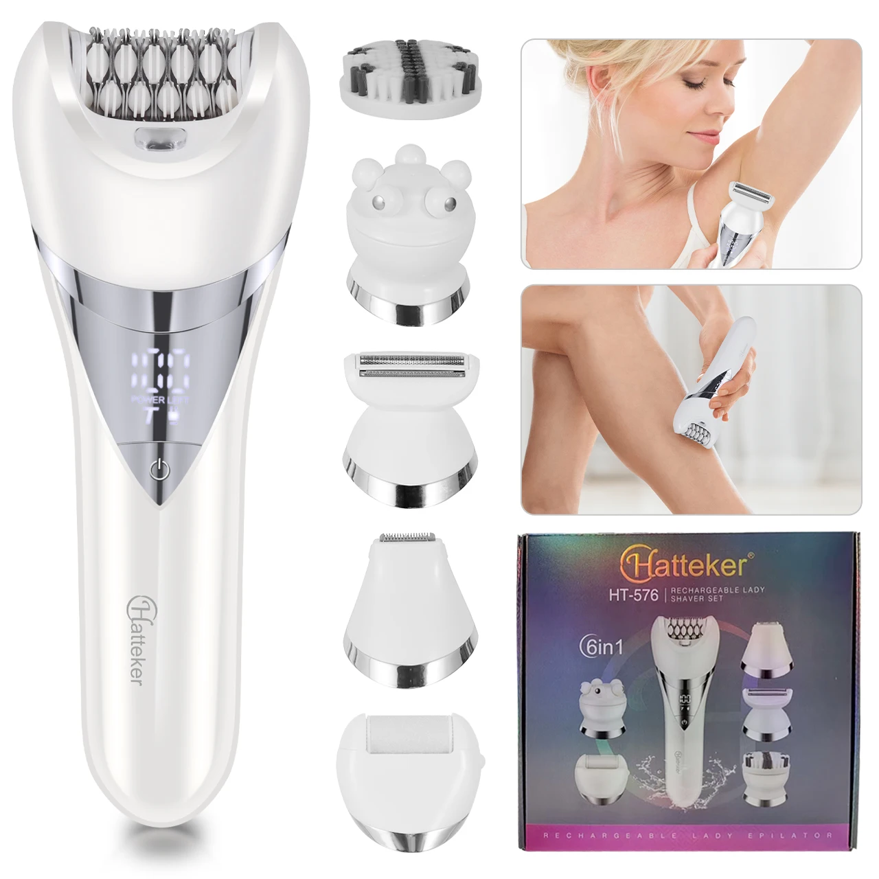 Depiladora Eléctrica 6 en 1 para Piernas Bikini Cara Cuerpo Recargable para Conveniencia IPX6 Húmeda/Seca para Mujeres &raquo; Depiladora Eléctrica 6 en 1