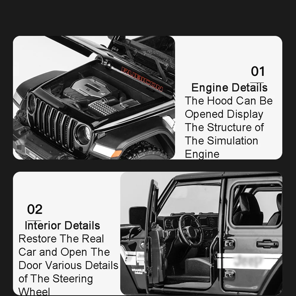 Wrangler G63 Alloy Diecast Off-Road Toy Car with Sound and Light Effects