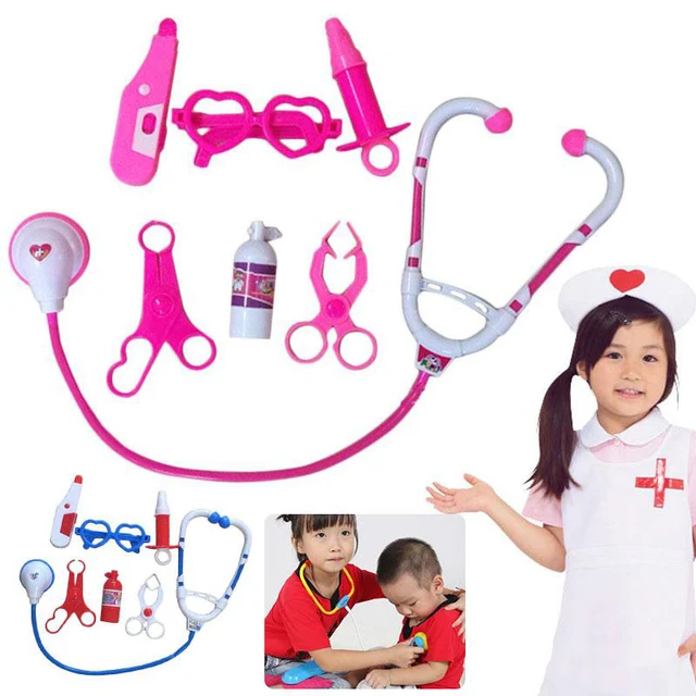 7pcs Kids Play Doctor Game Early Educational Toys Children Simulation Hospital Pretend Doctors Kit Child Stethoscope Cosplay Toy 6