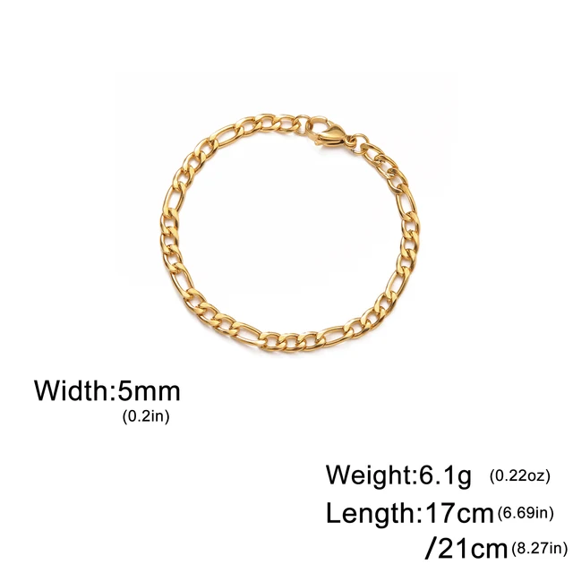 Lucktune bracelet chaine argent homme bracelet aciers inoxydables figaro Figaro chaîne Bracelet pour hommes femmes acier inoxydable largeur 3-10 MM Bracelets Punk bijoux Couple cadeau Pulsera Hombre nouveau