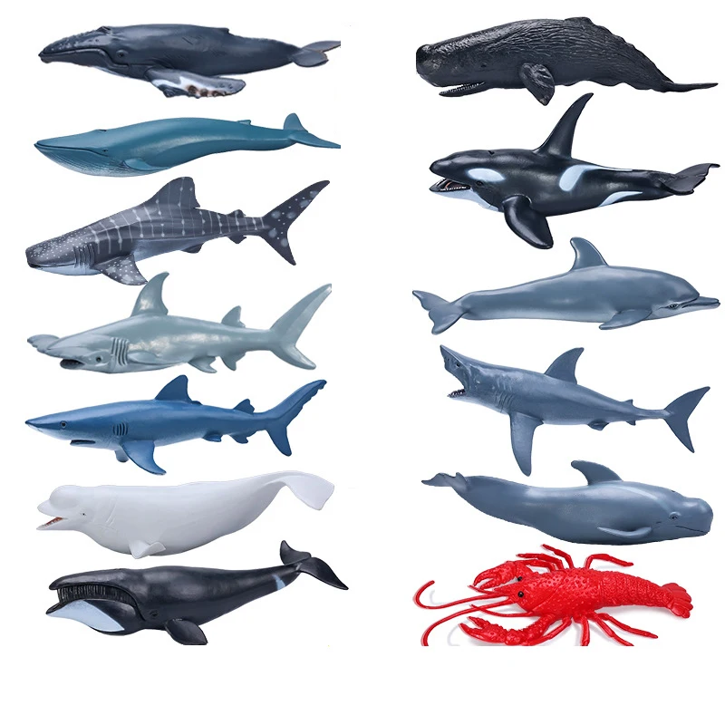 Marine Animal Action Figurines Set – Dolphins, Sharks, Crabs, and Killer Whales