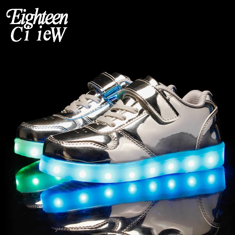 Zapatillas de plateadas brillantes para y niñas, con Led brillantes, deportivas iluminadas, carga USB, luminosas, talla 37| Zapatillas deportivas| - AliExpress