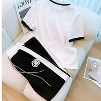 Women's Sports Short Sleeved T-shirt Crop Top And Pants 2 Two Piece Set 2025 Summer New Small Fragrant Style Clothing For Women - Image 6